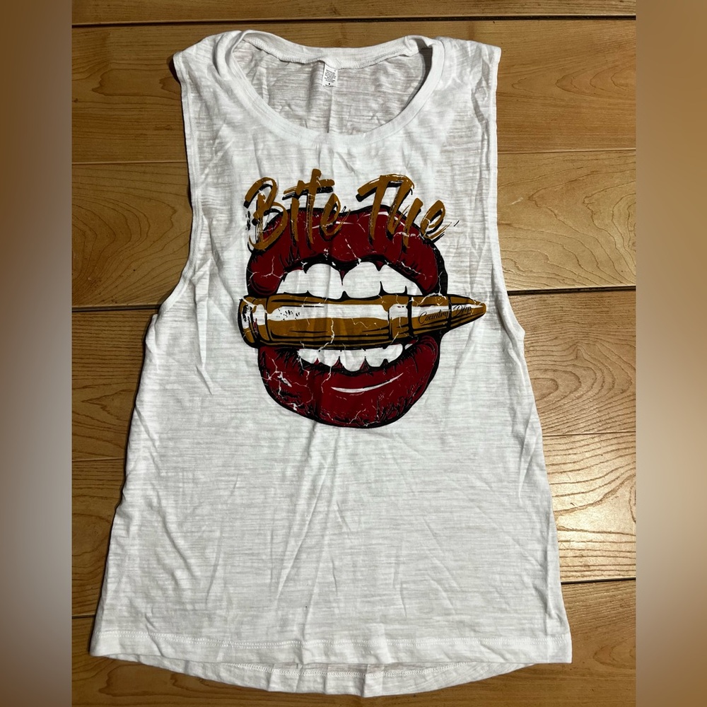 White Graphic Sleeveless Top